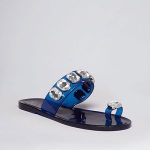 KORS blue jelly rhinestone sandals